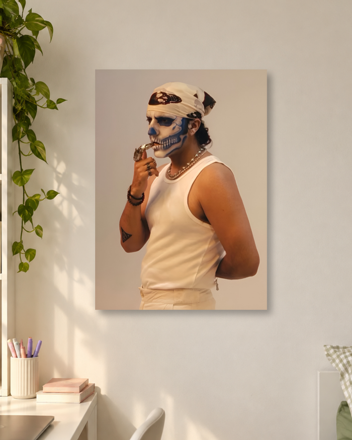 Talwiinder Skeleton Face Paint Art Photo Print - Premium Hip-Hop & Punjabi Aesthetic Poster
