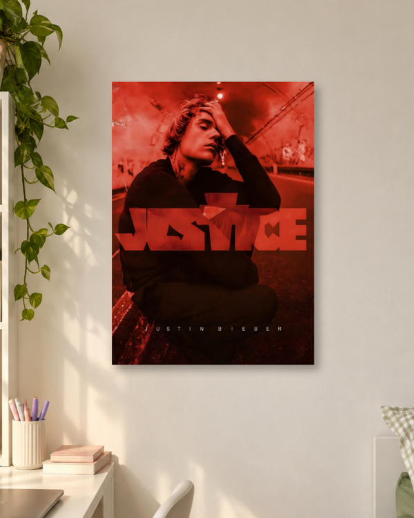 Justin Bieber Justice Album Era Red Tinted Graphic Art Poster