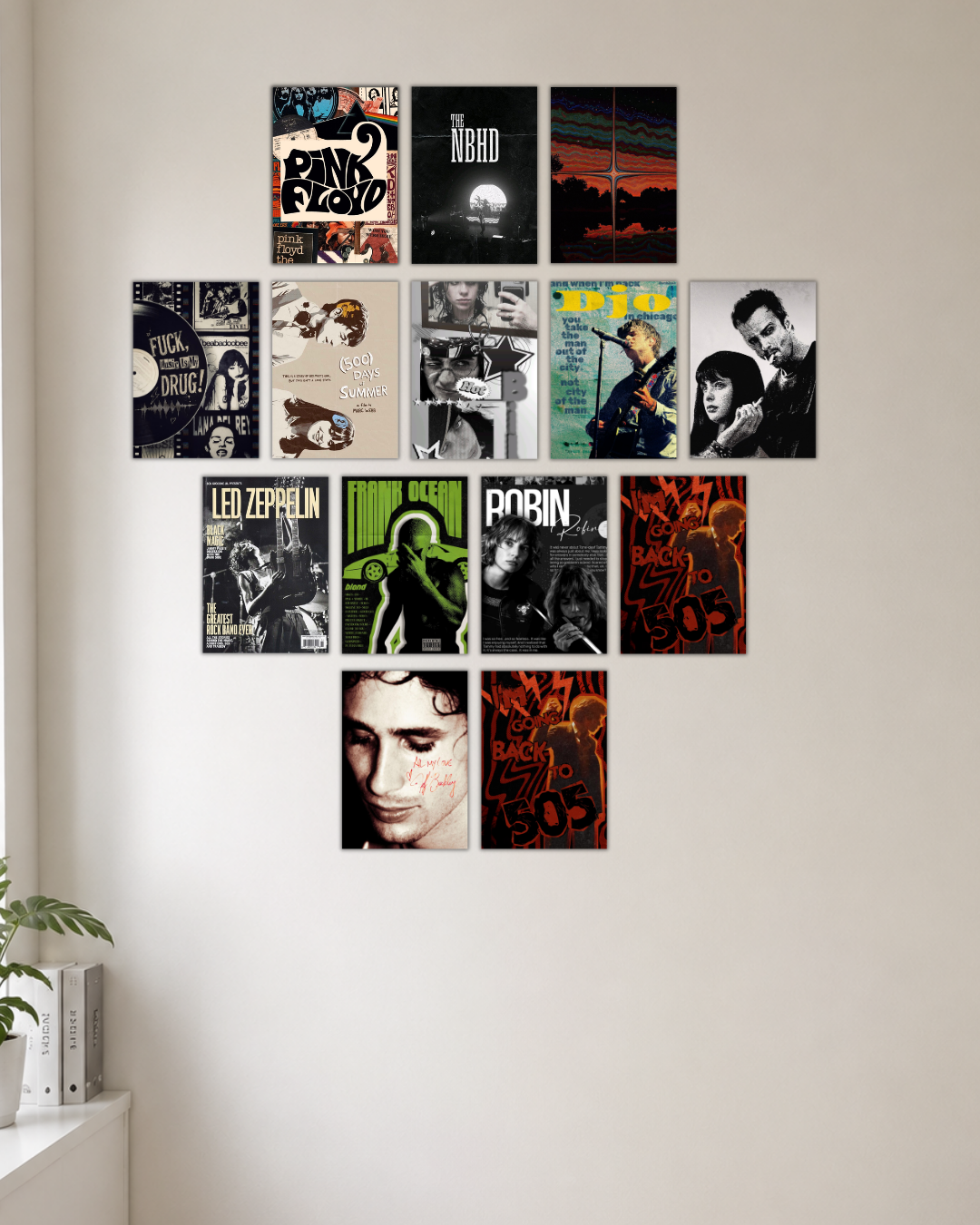 Indie & Iconic Rock Poster Kit – A5 Pink Floyd, Frank Ocean, Djo, Arctic Monkeys & Pulp Fiction Wall Collage Set for Room Decor