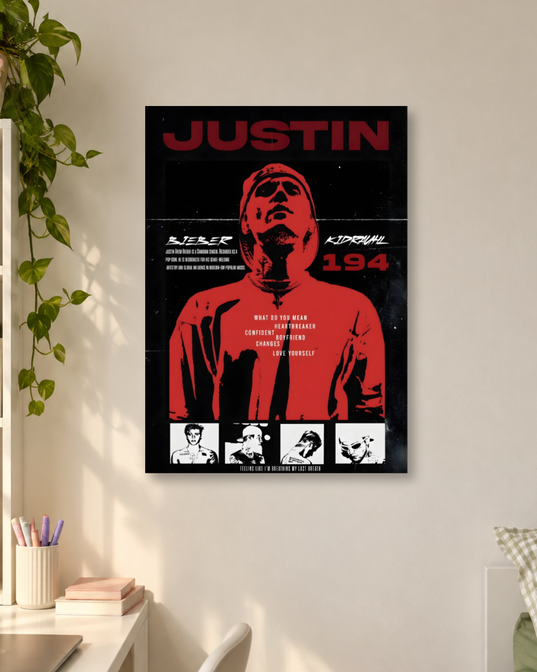 Justin Bieber Kidrauhl Red Grunge Aesthetic Poster