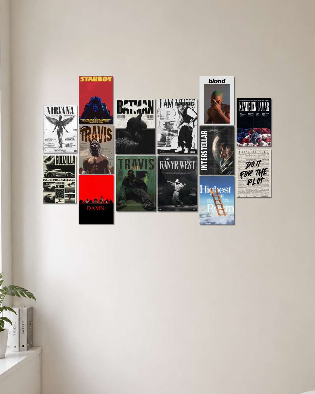 Music & Pop Culture Poster Kit – Hip-Hop, Frank Ocean, Travis Scott, Kendrick Lamar & Movie Aesthetic Mini Poster Set for Room Decor