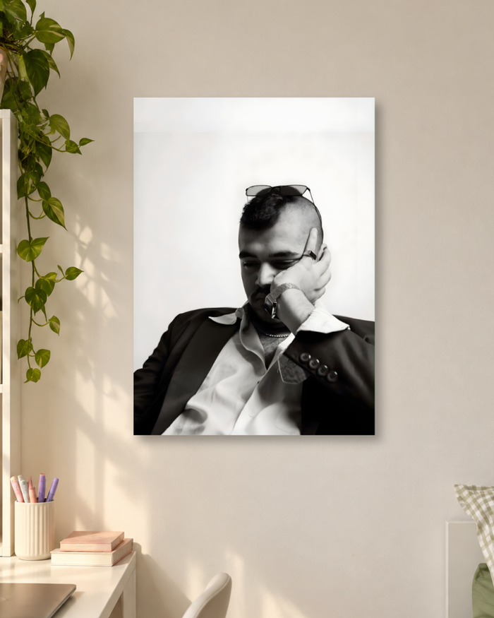 Dhanji Rapper Black and White Portrait Poster | Desi Hip Hop Art Poster
