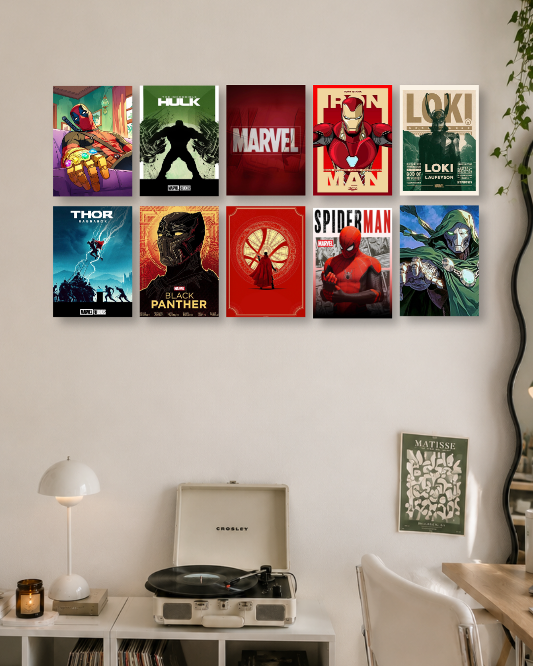 Marvel Universe Poster Kit – Iron Man, Spider-Man, Doctor Strange, Deadpool & MCU Superhero Wall Collage Set for Room Decor