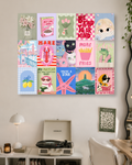 Pastel Cutecore Wall Collage Kit – Y2K Pastel, Cute Animals, Matchacore & Uplifting Aesthetic Prints for Room Decor