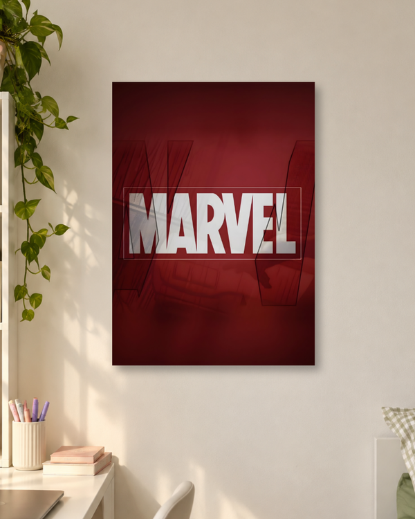 Classic Marvel Comics Logo Red Background Retro poster