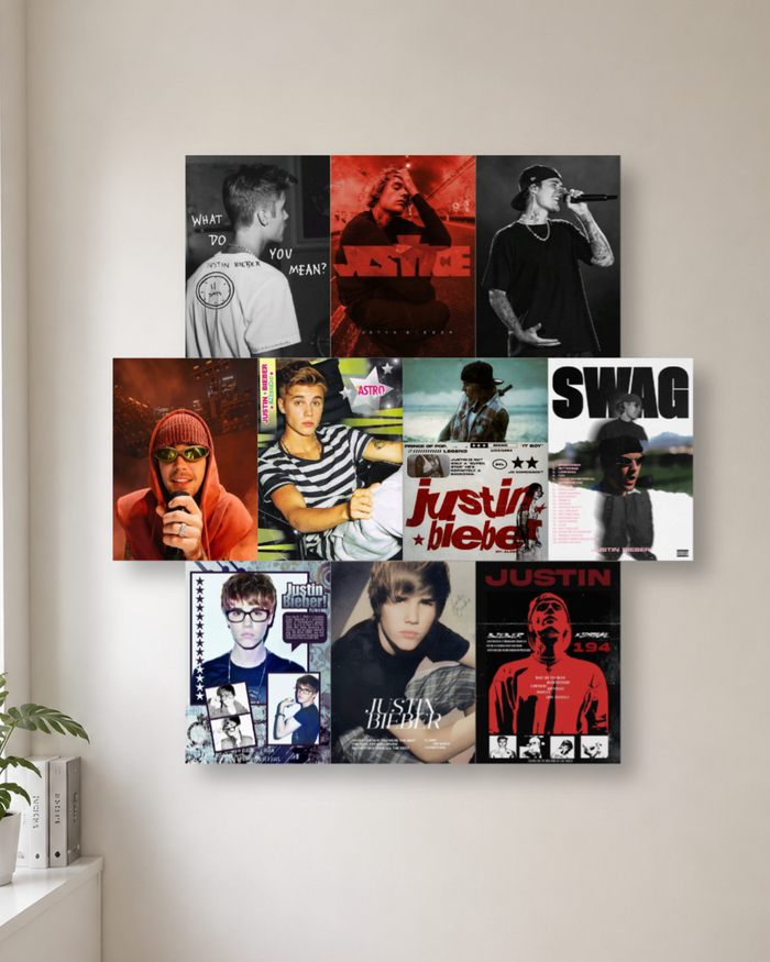 Justin Bieber Poster Kit – Justice, Swag, Purpose Era & Throwback Pop Icon Wall Collage Set for Room Decor