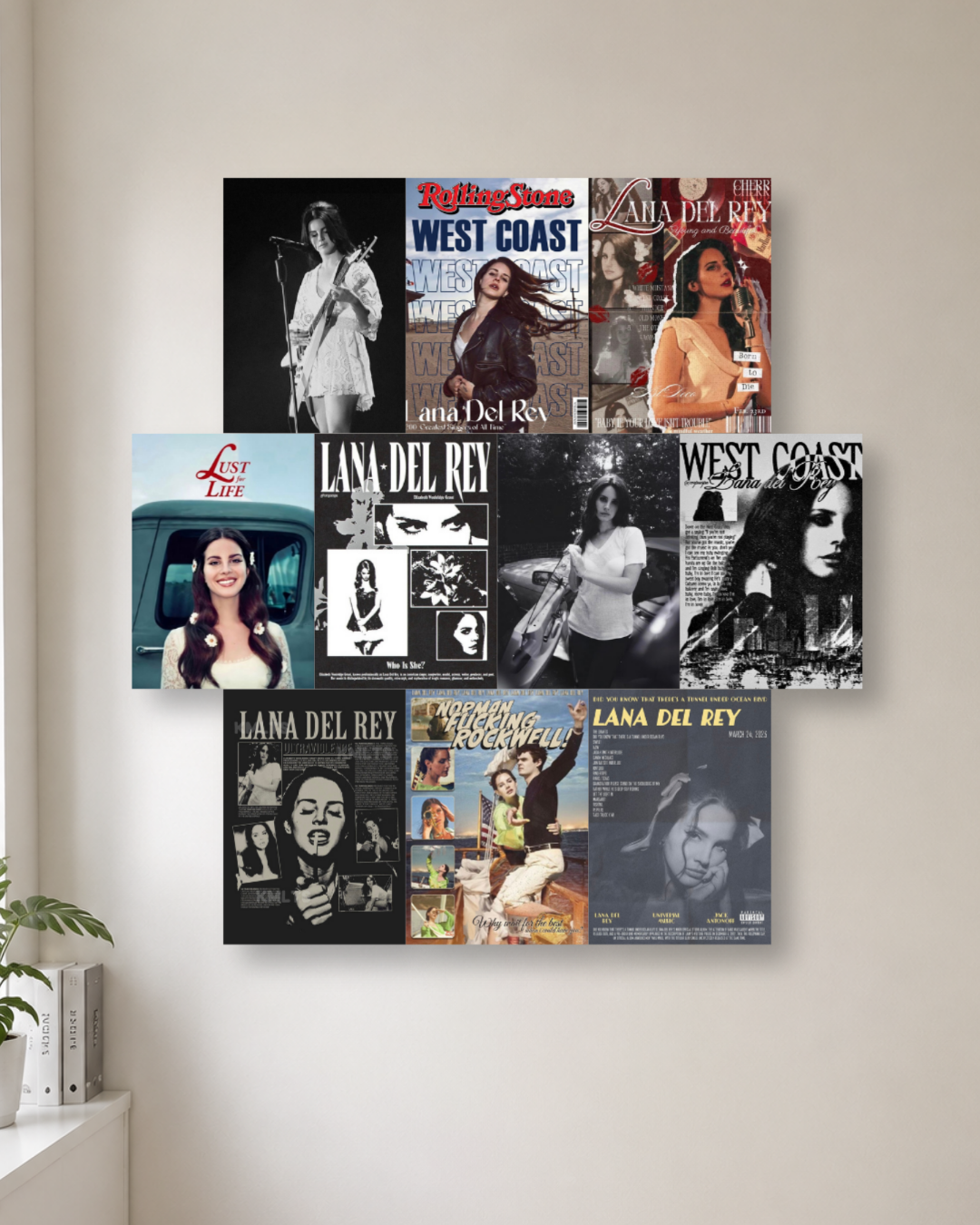 Lana Del Rey Poster Kit – West Coast, Born To Die, Norman Fucking Rockwell & Vintage Hollywood Glamour Wall Collage Set for Room Decor