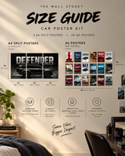 Defender Car Poster Set of 23 Pieces | 3 Split Wall Posters & 20 Sports Car Posters for Bedroom, Gaming Room & Car Lovers